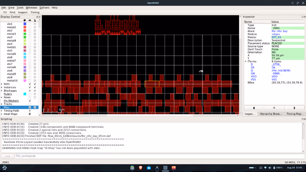 OpenROAD standard cell rows placement density visualization