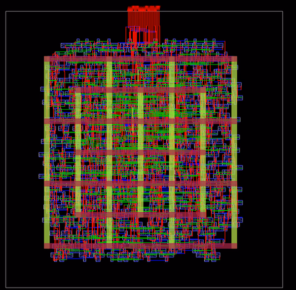 NanGate 45nm full chip routed layout with 0 DRC violations in OpenROAD